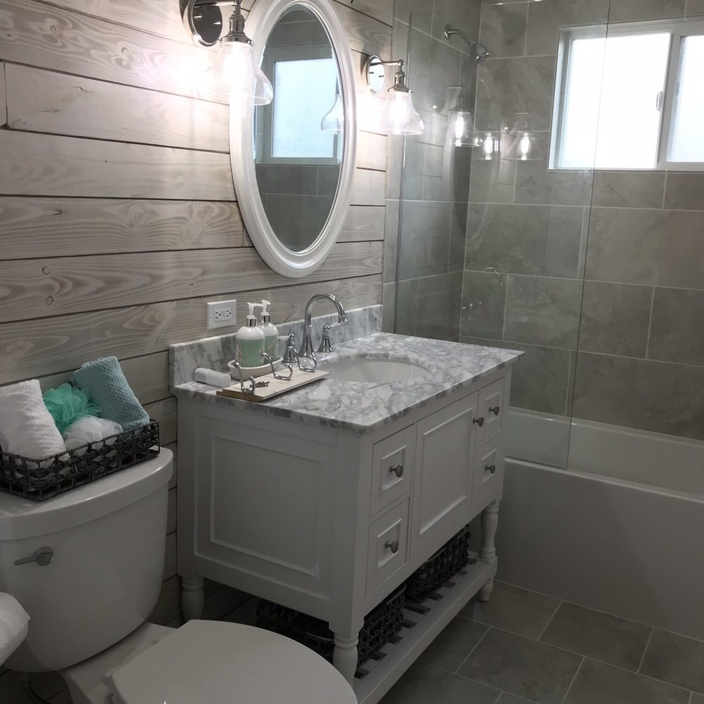 Remodeled Hall Bath with beautiful shiplap Remodeled Hall Bath with beautiful shiplap