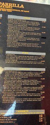 Menu photo 3 A La Parilla Bartlesville, OK