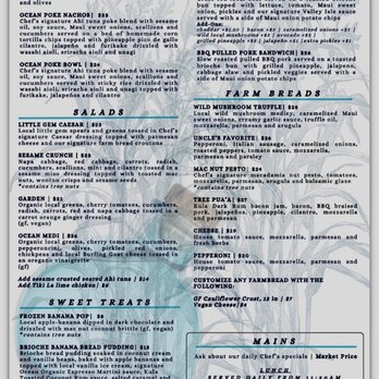 Ocean Organic Farm and Distillery - Food menu - Cafes Near Me - Kula, Hawaii Ocean Organic Farm and Distillery - Food menu - Cafes Near Me - Kula, Hawaii