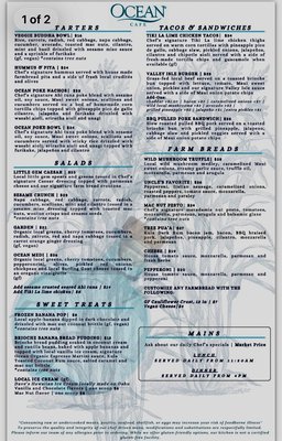 Menu photo 1 Ocean Organic Farm and Distillery Kula, HI Menu photo 1 Ocean Organic Farm and Distillery Kula, HI