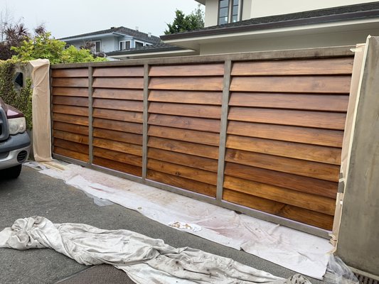 Property gate refinish - This project was in the pleasure point neighborhood. We pressure washed the gate, sanded all surfaces and applied some penetrating oil to bring the wood back to life. Property gate refinish - This project was in the pleasure point neighborhood. We pressure washed the gate, sanded all surfaces and applied some penetrating oil to bring the wood back to life.
