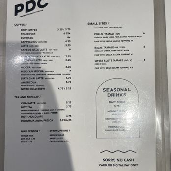 Proyecto Diaz Coffee - Menu as of 2/6/2025 - Coffee & Tea Near Me - Oakland, California