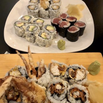 Nobori Sushi - (T) Spicy Tuna, Crunch California, Spicy Tempura rolls (B) Soft Shell Crab roll - Japanese Near Me - Glenview, Illinois