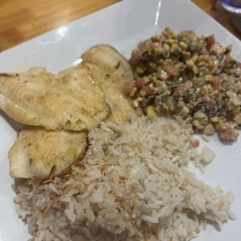 Leftovers Cafe - Grouper, Corn Salad & Coconut Rice - Seafood Near Me - Jupiter, Florida