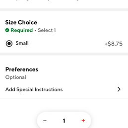 The "Size Choice" doesn't need a $$$ option, since $8.75 is the original price before you make the selection and have to pay that AGAIN.