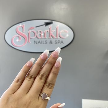 Sparkle Nails n Spa - Full set of acrylics with a modern french design. - Nail Salons Near Me - Vista, California Sparkle Nails n Spa - Full set of acrylics with a modern french design. - Nail Salons Near Me - Vista, California