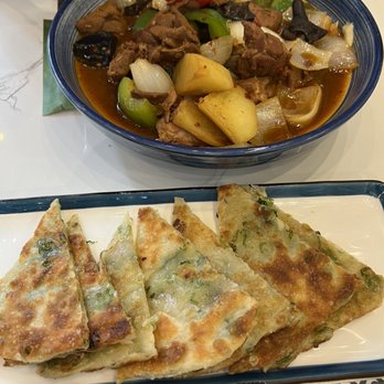 Noodle St - Savory braised chicken with knife cut noodle and scallion pancake.  Other favorites are beef noodle soup, beef roll and cold glass noodle. - Noodles Near Me - Arcadia, California