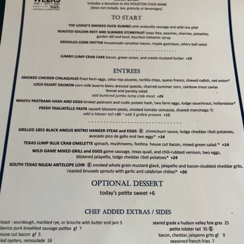 Rainbow Lodge - Menu - New American Near Me - Houston, Texas Rainbow Lodge - Menu - New American Near Me - Houston, Texas