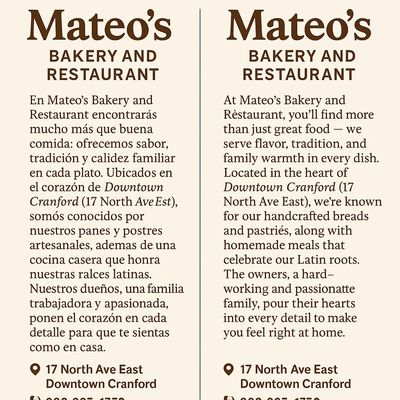 Menu photo 3 Mateo's Bakery & Restaurant Cranford, NJ Menu photo 3 Mateo's Bakery & Restaurant Cranford, NJ