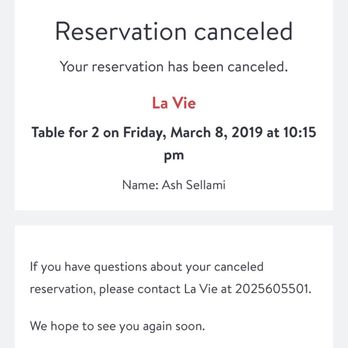 La Vie - La vie canceled my reservation so I can't post a negative review on open table. - Cocktail Bars Near Me - Washington, DC, District of Columbia La Vie - La vie canceled my reservation so I can't post a negative review on open table. - Cocktail Bars Near Me - Washington, DC, District of Columbia