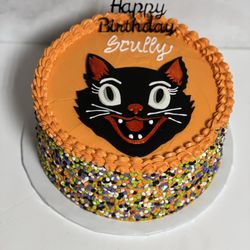 Fine Art Cookies - Scully turns 5 with Vintage Halloween black cat theme