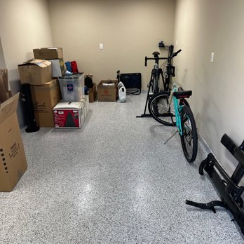 Baystar Garage - Inside of the floor with painted drywall, lighting, and epoxy flooring. - General Contractors Near Me - Santa Clara, California