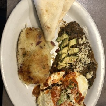 Ruperts at the Edge - Huevos rancheros + flour (instead of corn) tortilla + potato cake - Breakfast & Brunch Near Me - Edgewater, Colorado Ruperts at the Edge - Huevos rancheros + flour (instead of corn) tortilla + potato cake - Breakfast & Brunch Near Me - Edgewater, Colorado