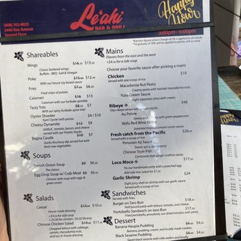 Leahi Bar & Grill - The Kine menu I during happy hour it was cool - Bars Near Me - Honolulu, Hawaii Leahi Bar & Grill - The Kine menu I during happy hour it was cool - Bars Near Me - Honolulu, Hawaii