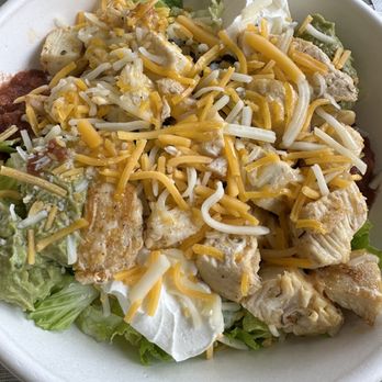Café Blue - Fiesta Bowl with mix (lettuce and rice), chicken (or you can choose fish), and the works. - Cafes Near Me - Honolulu, Hawaii Café Blue - Fiesta Bowl with mix (lettuce and rice), chicken (or you can choose fish), and the works. - Cafes Near Me - Honolulu, Hawaii