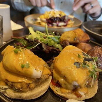 Alchemy - shrimp eggs benny were insanely delish! that shrimp patty was mind blowing - Breakfast & Brunch Near Me - Richmond Hill, Ontario