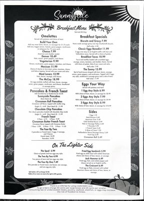 Menu photo 2 Sunnyside Cafe Black River Falls, WI