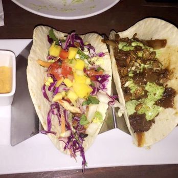 Flying Iguana - Anticucho steak taco & blackened shrimp taco - Latin American Near Me - Neptune Beach, Florida