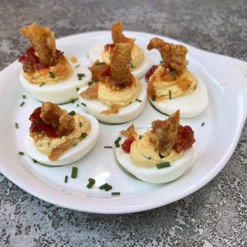 The Post Colorado - Boulder - Deviled eggs with fried chicken skin on top - Breweries Near Me - Boulder, Colorado