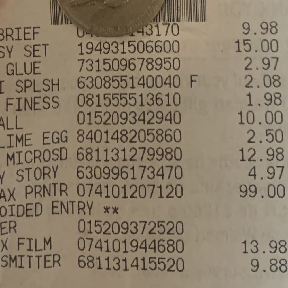a receipt for a $ 1, 000 bill