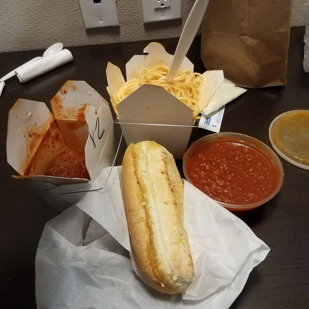 Vince's Spaghetti - Looks like we went for Chinese food but it's some awesome Spaggetti meatballs and garlic bread. - Italian Near Me - Ontario, California Vince's Spaghetti - Looks like we went for Chinese food but it's some awesome Spaggetti meatballs and garlic bread. - Italian Near Me - Ontario, California