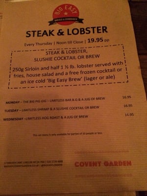 Menu photo 6 Big Easy London, XGL