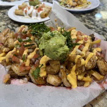 Fuego Mexican Kitchen - Surf N Turf  fries extra crispy with extra shrimp - Mexican Near Me - Las Vegas, Nevada