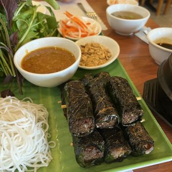 Hoa Sen - Grilled "beef" in Vine leaves. Also comes with rice paper--SO good! - Vegetarian Near Me - Garden Grove, California