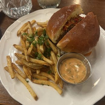 Juniper - Bodega burger with fries - New American Near Me - Birmingham, Alabama
