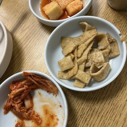All the banchan! (I ate most of the Kim chee before I remembered to take the photo...) All the banchan! (I ate most of the Kim chee before I remembered to take the photo...)