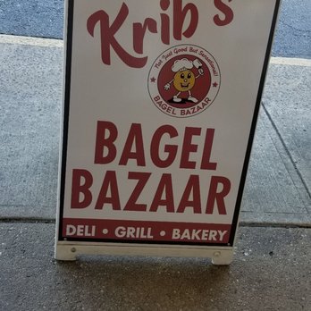 Krib's Bagel Bazaar - a sign on the sidewalk - Bagels Near Me - Hazlet, New Jersey