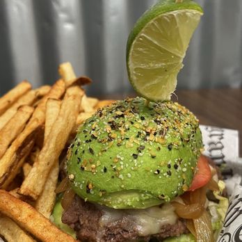 Penelope's World Famous Burgers & Fries - Beef Burger with Avocado Bun - American Near Me - Estes Park, Colorado Penelope's World Famous Burgers & Fries - Beef Burger with Avocado Bun - American Near Me - Estes Park, Colorado