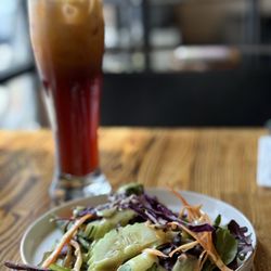 Tho One Thai Eatery - Salad and thai tea
