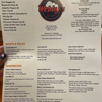 Webby's Grub and Pub - Menu - American Near Me - Plantation, Florida Webby's Grub and Pub - Menu - American Near Me - Plantation, Florida