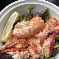 06/17/21. Lobster on a bed of greens. Very yummy. Came with a pickle and coke slaw.