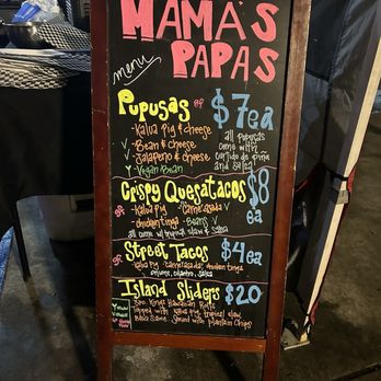 Mama’s Papas - Menu board - Latin American Near Me