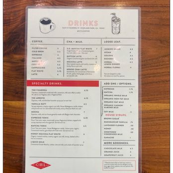 Civil Coffee - Menu. - Coffee & Tea Near Me - Los Angeles, California