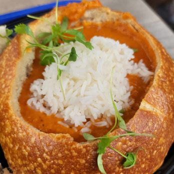Aunt Cass Café - Cajun Pan Roast soup in sourdough - American Near Me - Anaheim, California Aunt Cass Café - Cajun Pan Roast soup in sourdough - American Near Me - Anaheim, California