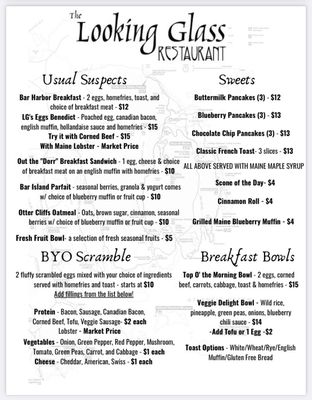 Menu photo 2 The Looking Glass Restaurant Bar Harbor, ME