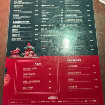 Senor Frog's - The menu had great options as seen in this photo - Mexican Near Me - Orlando, Florida