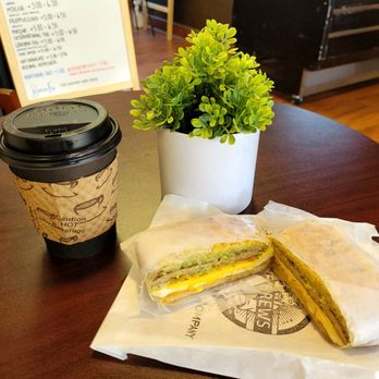 He Brews Coffee - Single oat milk cappuccino with sausage Denzel sandwich - Coffee & Tea Near Me - West Sacramento, California