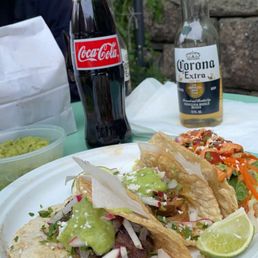 Steak taco, fish taco and pork taco Steak taco, fish taco and pork taco