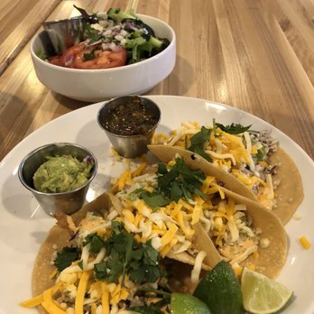 Seis Kitchen - Taco grande platter with a side: These are the cod tacos with a side salad. - Mexican Near Me - Tucson, Arizona Seis Kitchen - Taco grande platter with a side: These are the cod tacos with a side salad. - Mexican Near Me - Tucson, Arizona