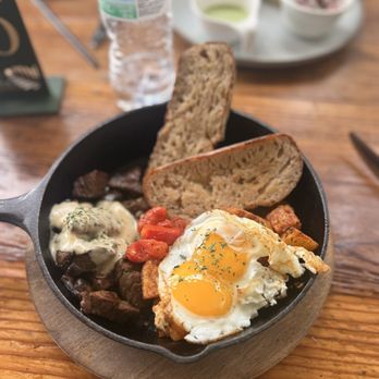 Lazy Dough - beef tenderloin, sunny side up eggs, herb potato, housemade miso mushroom sauce, housemade sourdough toast Fire!!! - Breakfast & Brunch Near Me - Long Beach, California Lazy Dough - beef tenderloin, sunny side up eggs, herb potato, housemade miso mushroom sauce, housemade sourdough toast Fire!!! - Breakfast & Brunch Near Me - Long Beach, California