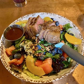 Mainely Meat BBQ - Dino steak salad with blueberry vinaigrette. - Barbeque Near Me - Bar Harbor, Maine Mainely Meat BBQ - Dino steak salad with blueberry vinaigrette. - Barbeque Near Me - Bar Harbor, Maine