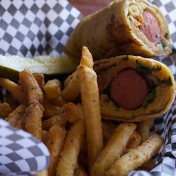 The KROW Sports Bar & Grill - Chimichanga dog! If yah have had one, This is a must try!
