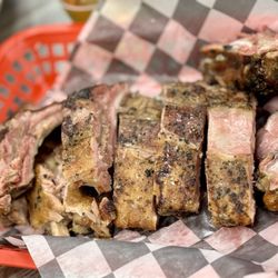 Big John's Texas BBQ - Pork ribs, whole rack $38. Worth giving it a try.