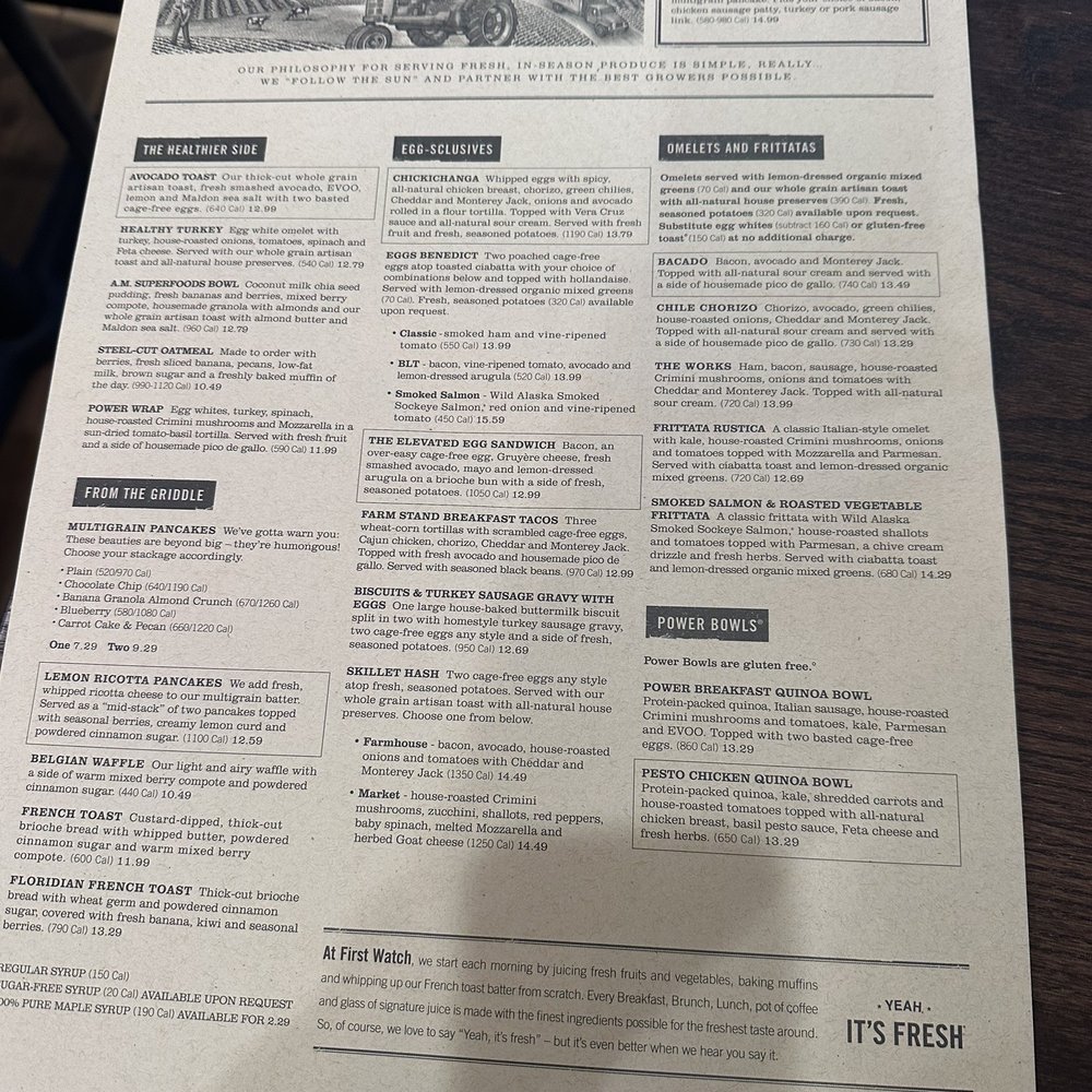 First Watch - Menu page 1 - Breakfast & Brunch Near Me - Tallahassee, Florida