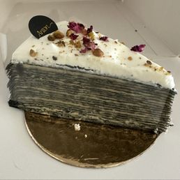 Pistachio Crepe cake slice