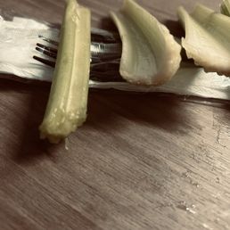 The celery sticks that were not edible and slimy. They were old and way past due.
